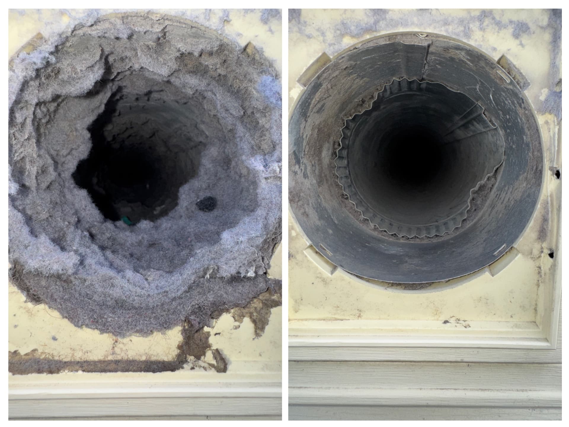 Dryer Vent Exhaust — before and after